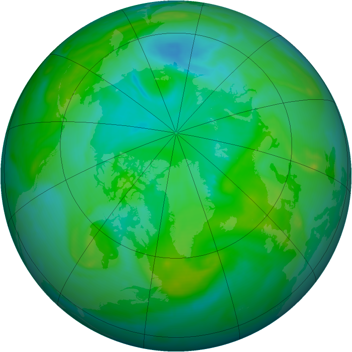 Arctic ozone map for 02 August 2007